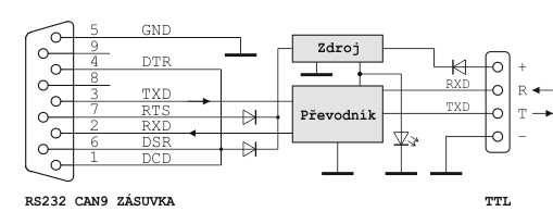vestavny prevodnik rs232 ttl schema