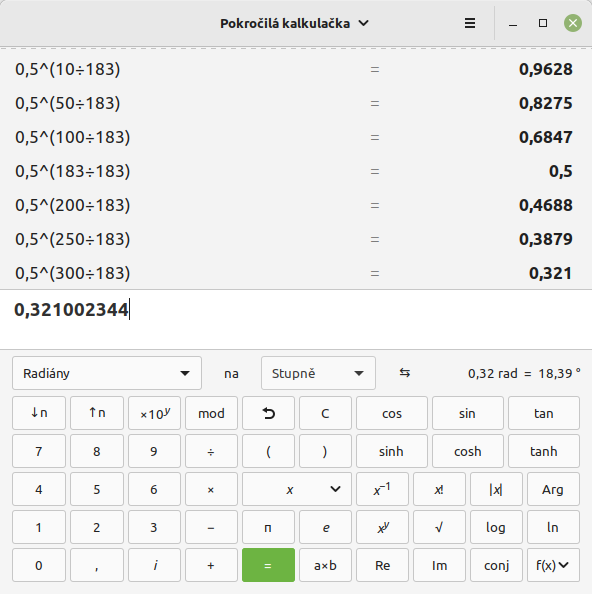 exponenciala na kalkulacce