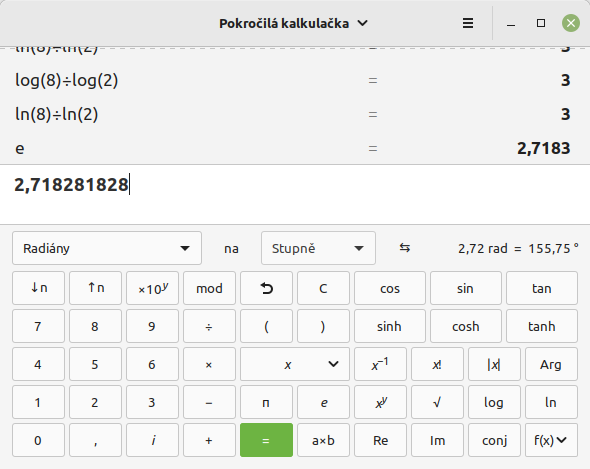 logaritmus na kalkulacce