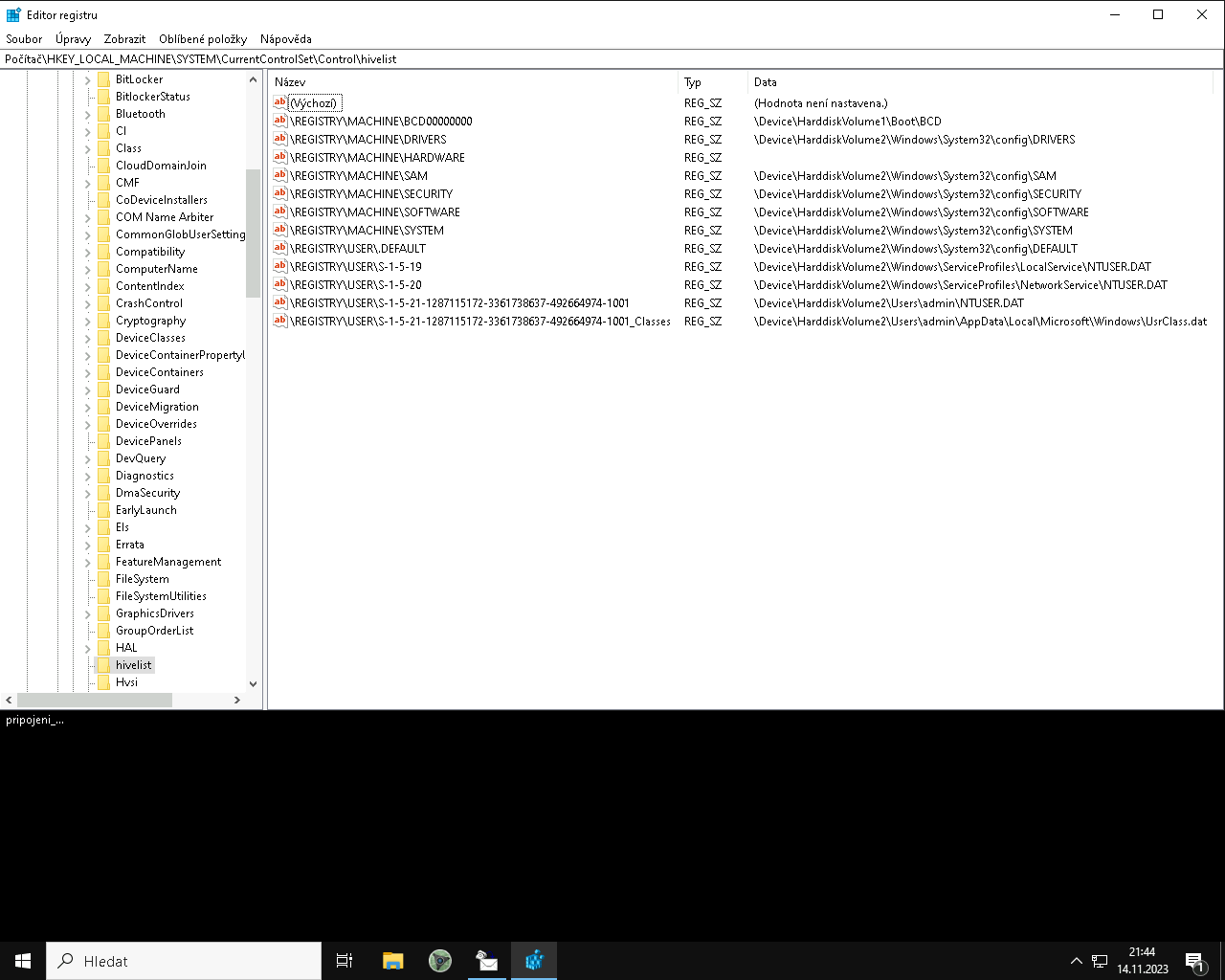 win10 registry hivelist