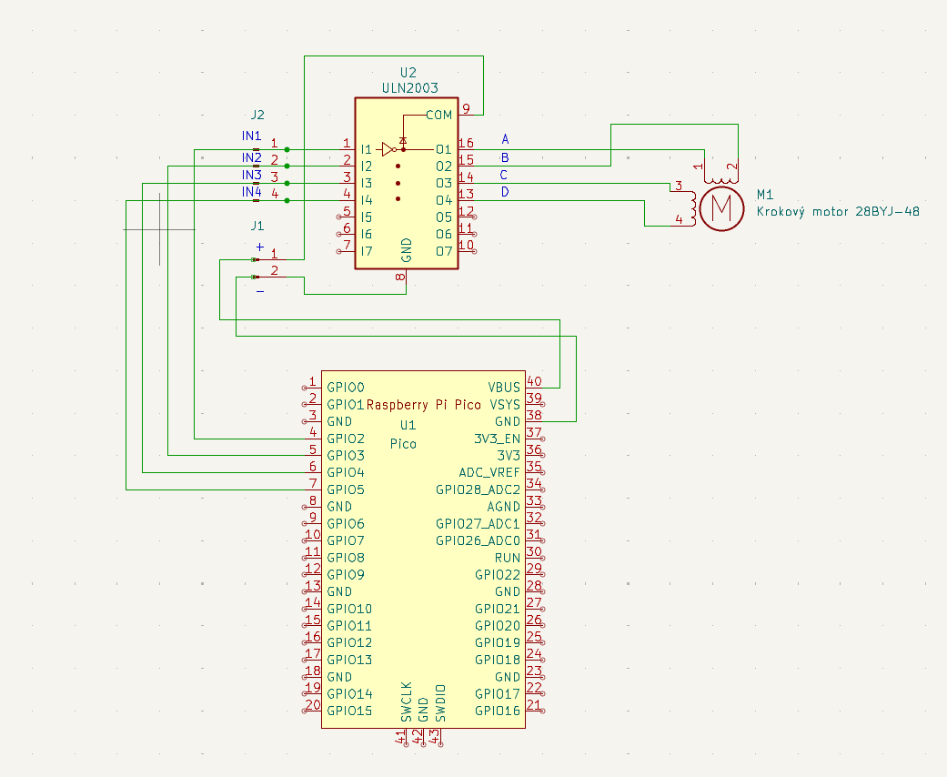 zapojeni krokoveho motoru a Pico