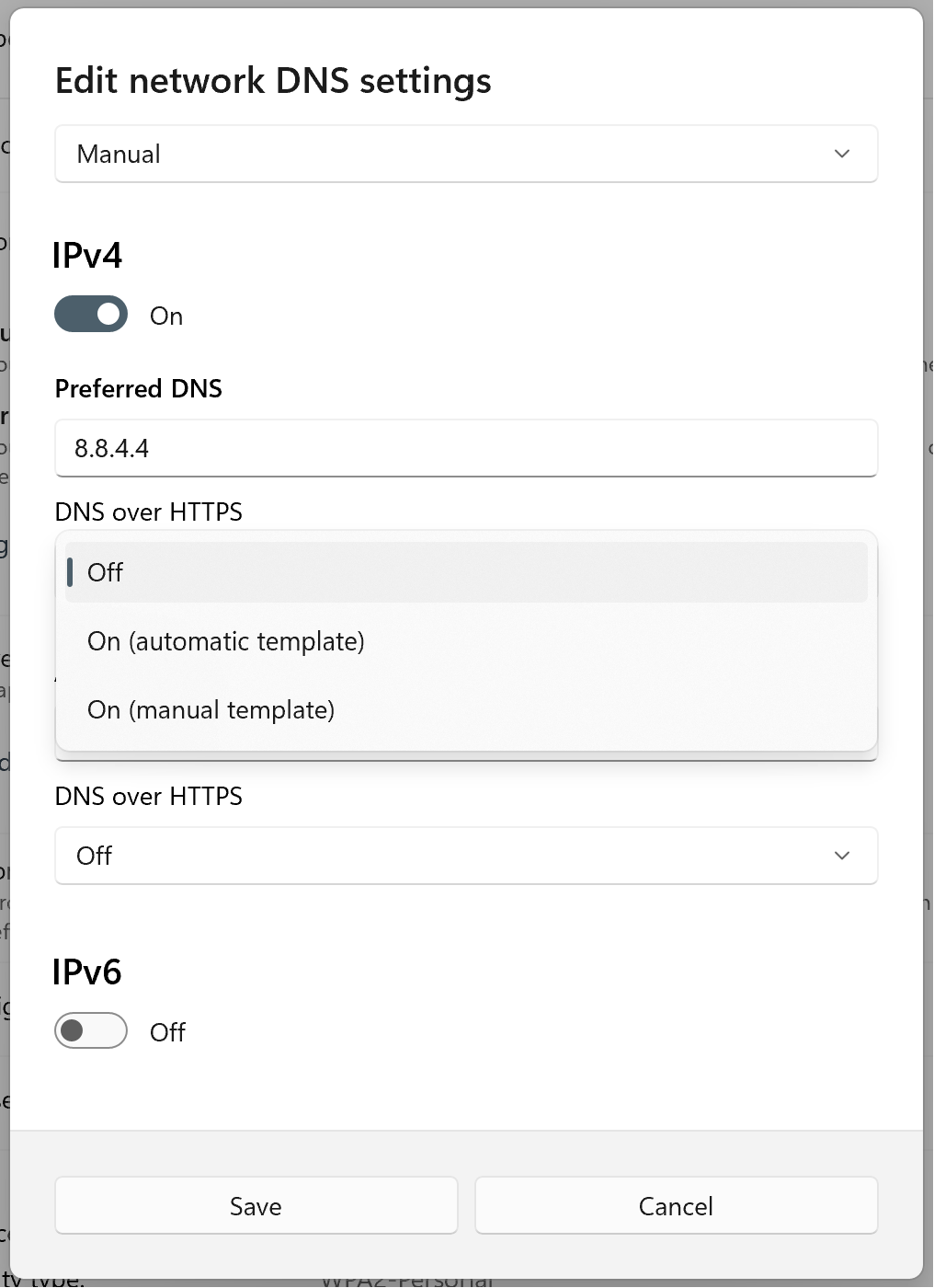 w11 manual dns